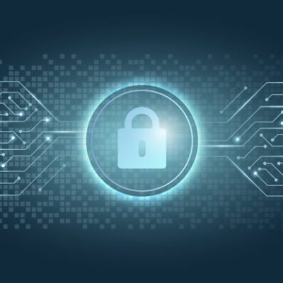 Blue padlock icon computer security system vector